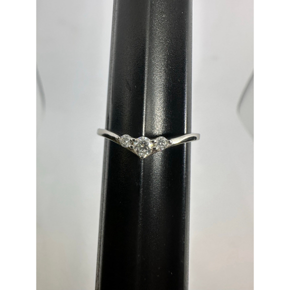 Moissanite Wedding Band Three Stone Anniversary Ring Guard Round GRA Certified - Picture 8 of 15